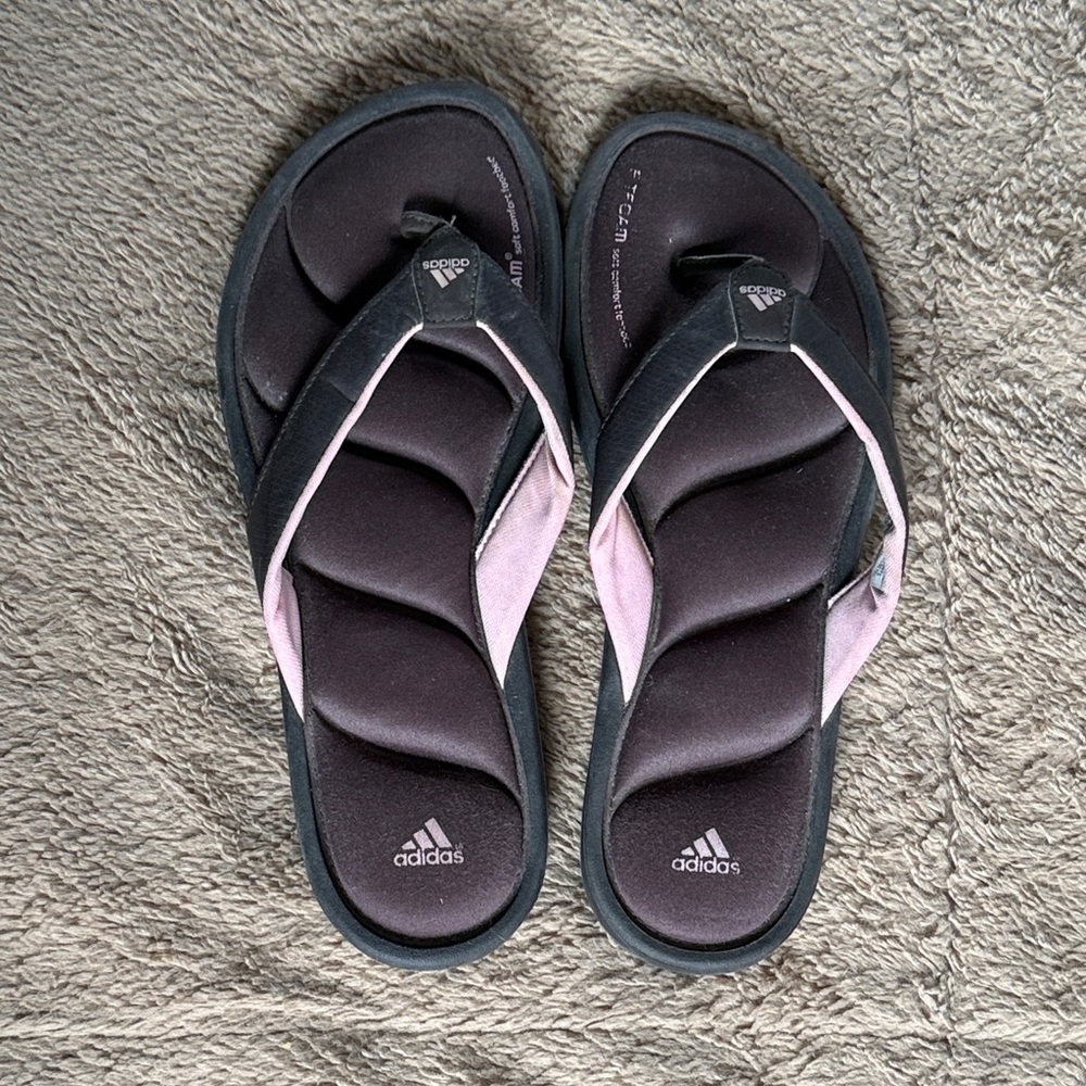 adidas Brown & Light Pink Cushioned Flip Flops